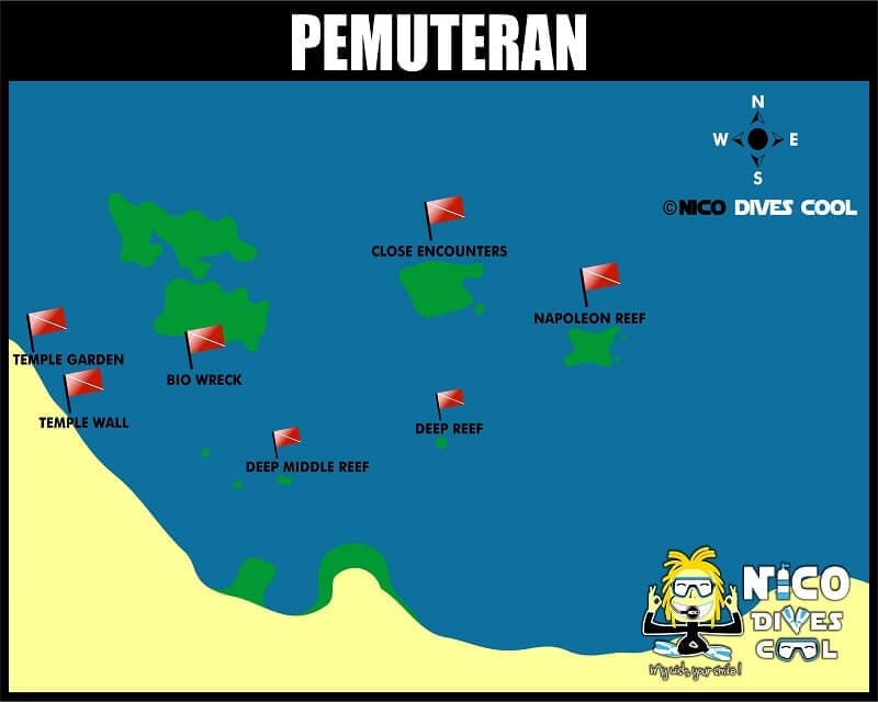 Pemuteran Diving Map Dive Sites